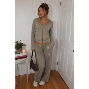NWOT Y2K Vertigo Embroidered Green Cotton Track Suit L Indie Sleaze Mall Girl